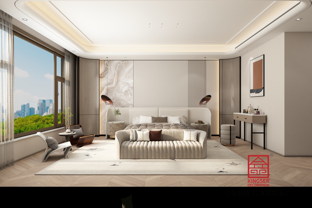 金碧天下别墅400平米现代风格装修-卧室