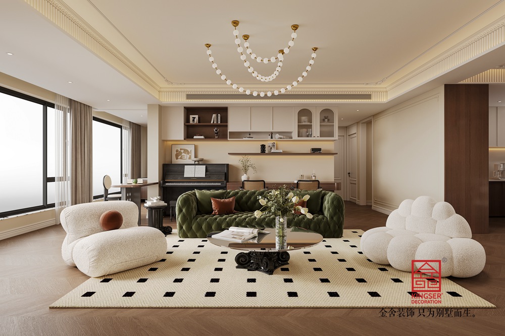 高薪苑190平米中古风装修-客厅