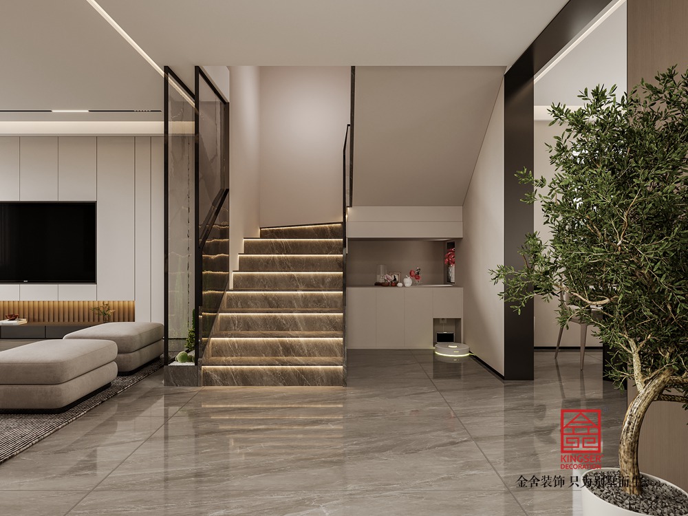 盛宏嘉苑350平米现代简约风格装修-客厅