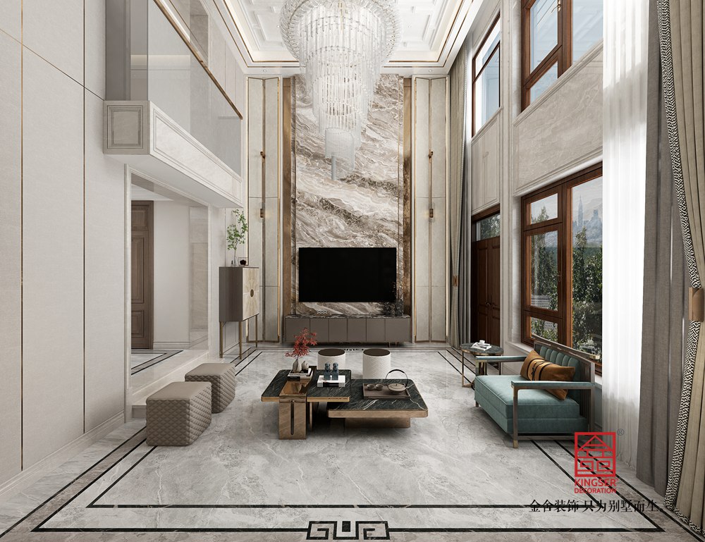 荣盛御府360平米新中式风格装修-客厅