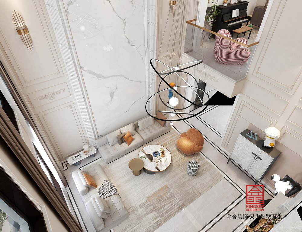 荣盛御府415平米轻法极简装修-客厅